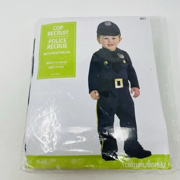 Cop Recruit Police Officer Infant Child 6-12 Months Halloween Dress Up Costume - Picture 2 of 5